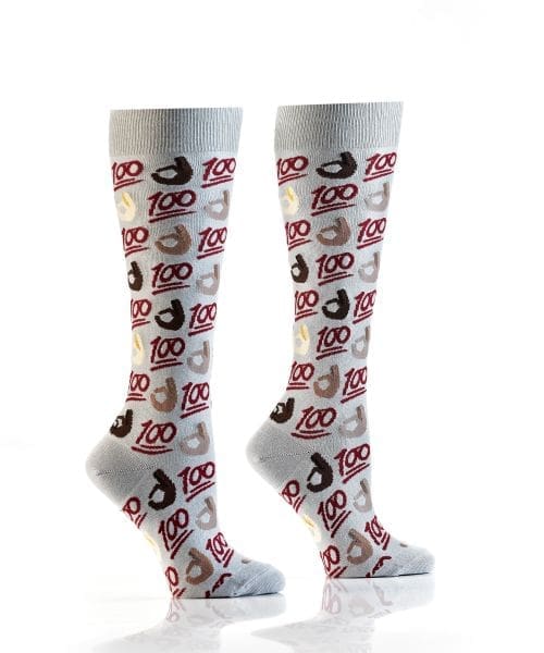 Yo Sox 100 OK Emoji design Women's novelty knee-high socks