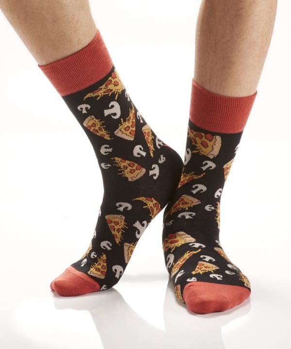 Yo Sox Men's crew socks pizza design