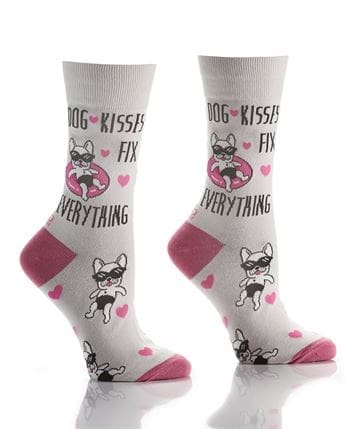 Yo Sox women's crew socks dog kisses design