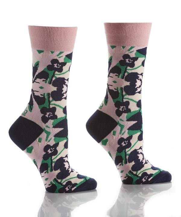 Yo Sox women's crew socks floral collage pattern design
