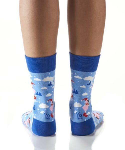 Winter Wonderland design Women's novelty crew socks by Yo Sox rear view