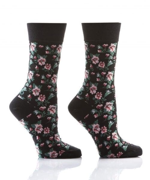 Floral Collage design Women's novelty crew socks by Yo Sox right side view