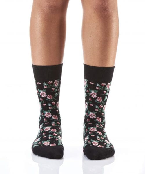 Floral Collage design Women's novelty crew socks by Yo Sox front view