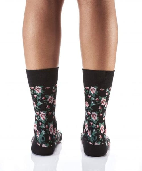 Floral Collage design Women's novelty crew socks by Yo Sox rear view