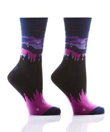 Northern lights design Women's novelty crew socks by Yo Sox right side view