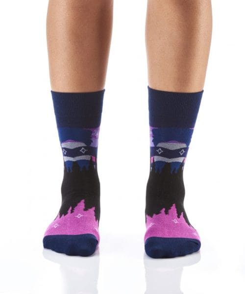 Northern lights design Women's novelty crew socks by Yo Sox front view