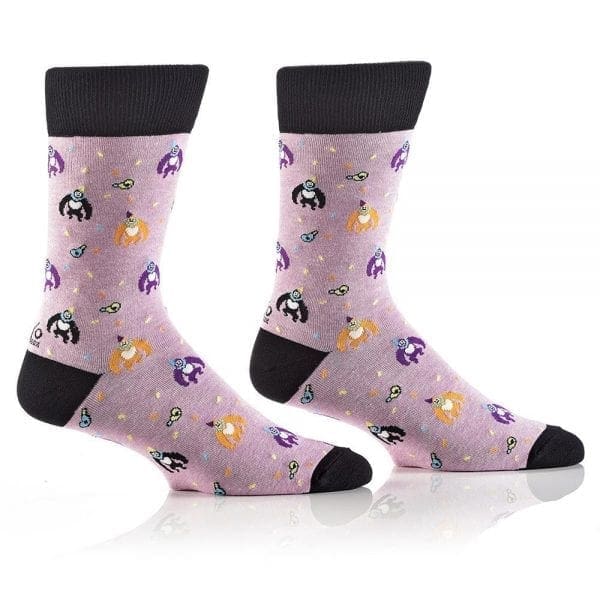 Party Animal design Men's novelty crew socks by Yo Sox right side view