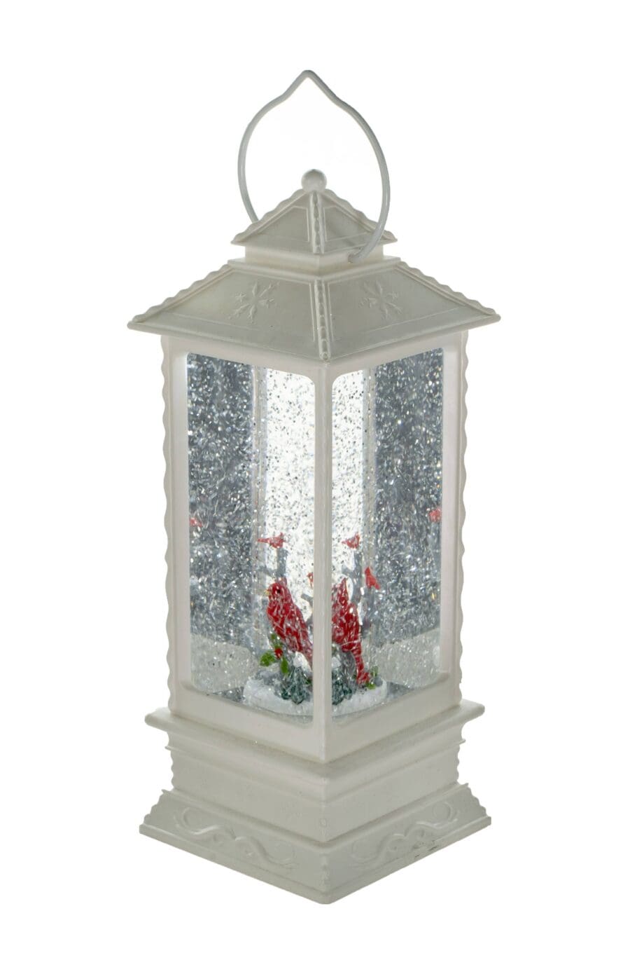 10.5" Cardinal Family water lantern (snow globe)