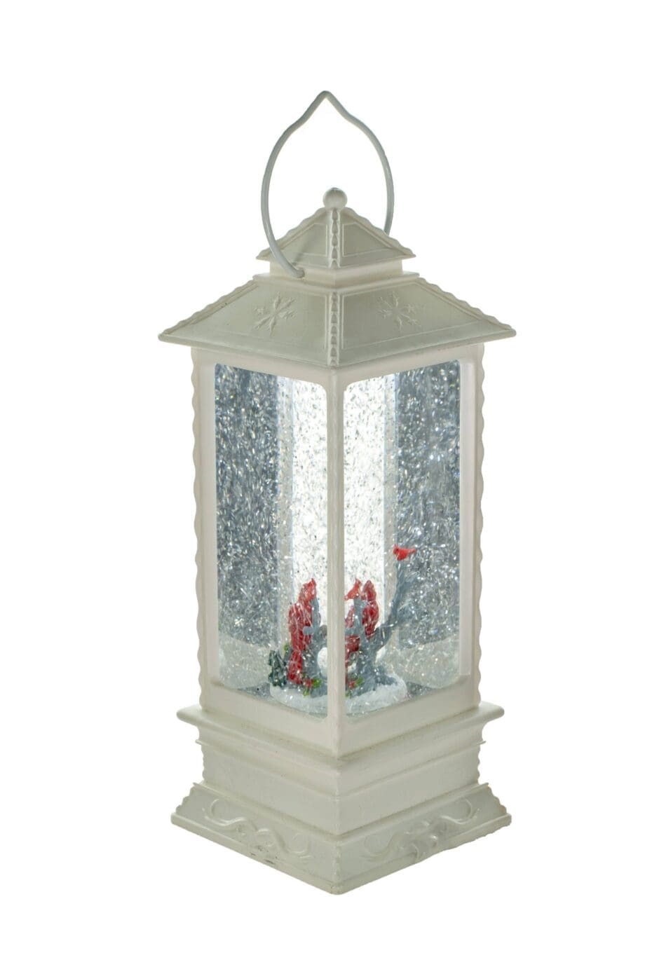 10.5" Cardinal Family water lantern (snow globe)