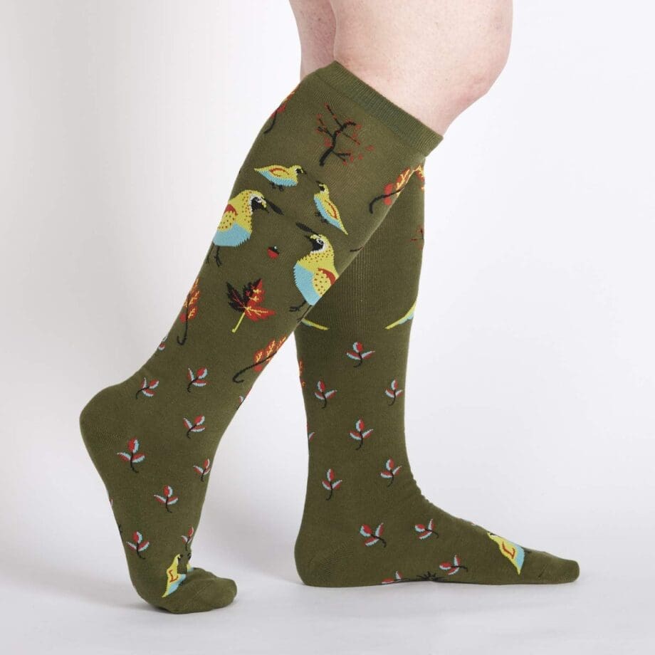 Well Quail-fied design women's novelty knee high socks