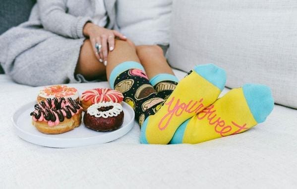 "Mmm Donuts" Unisex Novelty Crew Socks by Woven Pear