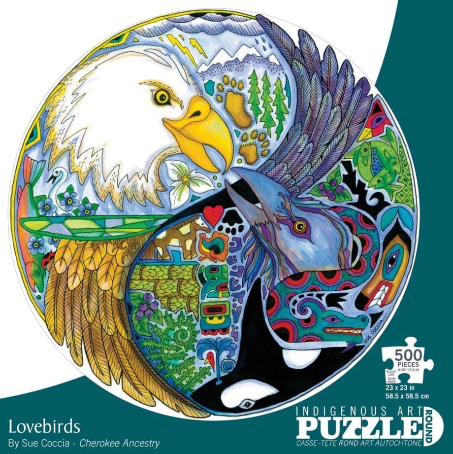 "Lovebirds" Puzzle 500 Pieces Round by Artist Sue Coccia