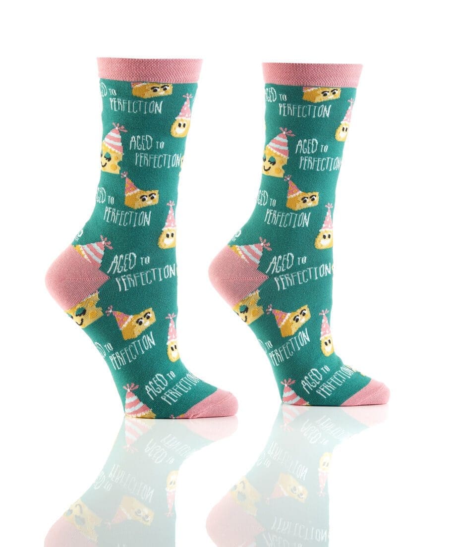 Aged to Perfection design novelty crew socks by Yo Sox