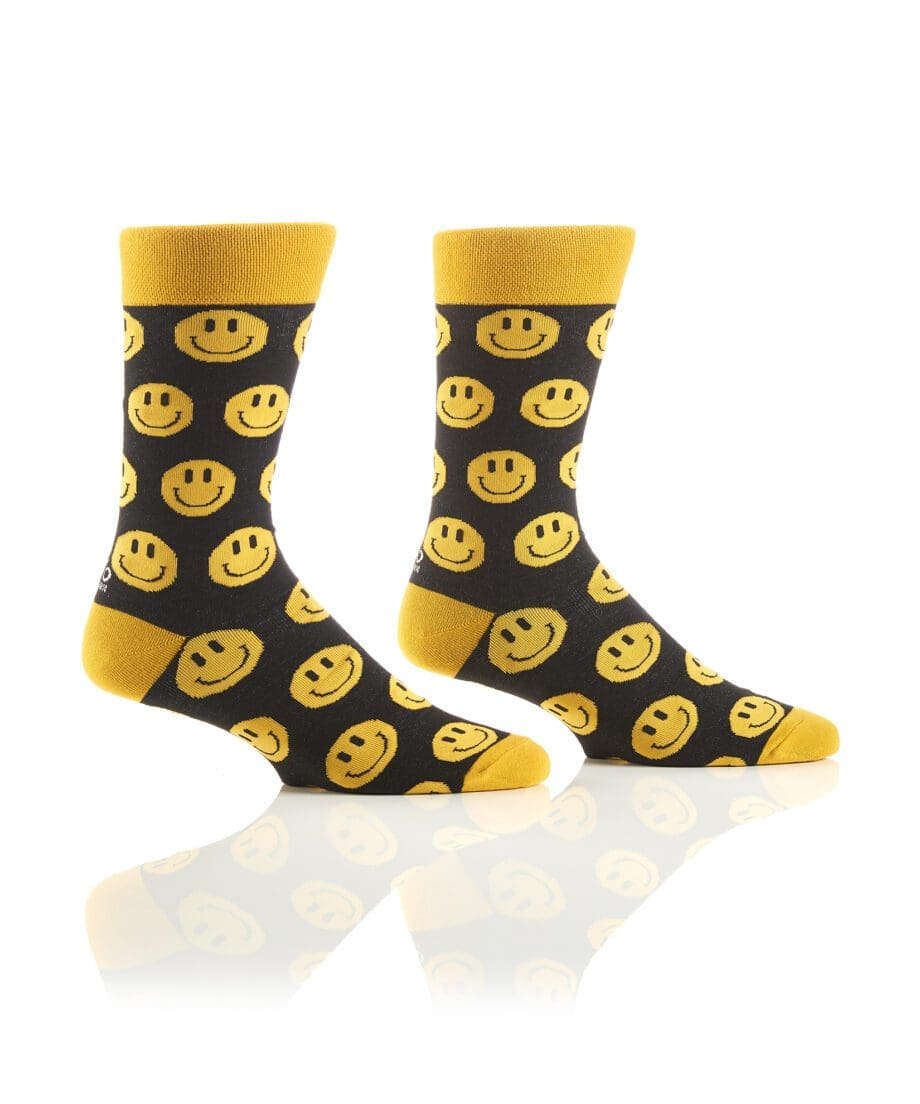 Pure Happiness (Smiley Face) Men's Novelty Crew Socks by Yo Socks