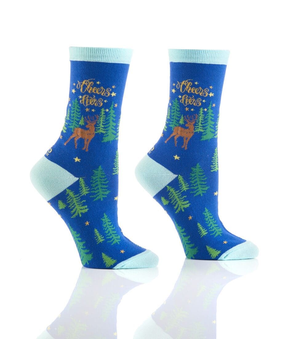 Cheers Deers Women's Novelty Crew Socks by Yo Sox