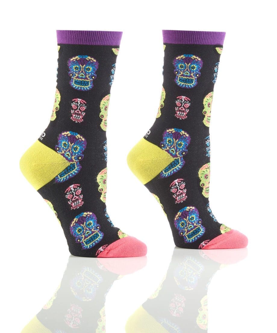 Candy Skull Women's Novelty Crew Socks by Yo Sox