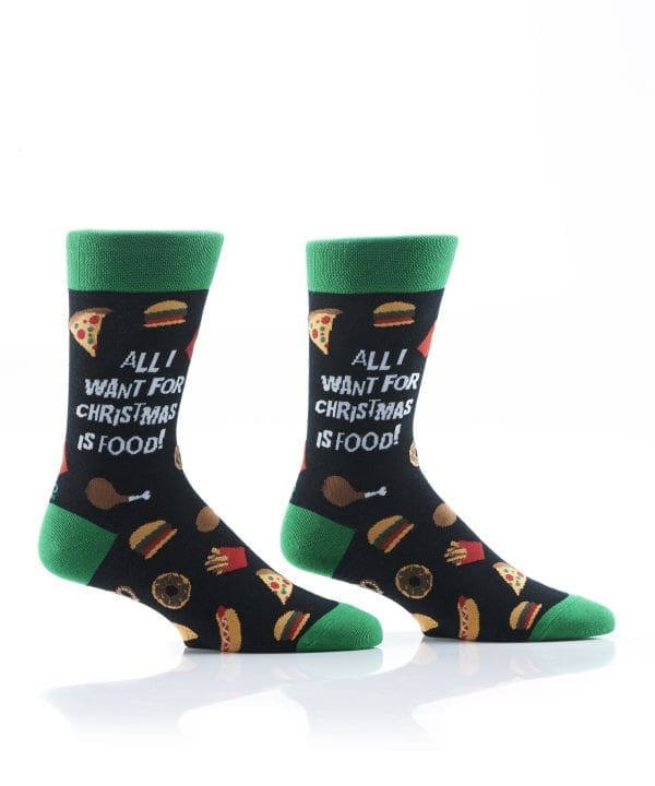 "All I Want for Christmas is Food" Men's Novelty Crew Socks by Yo Sox