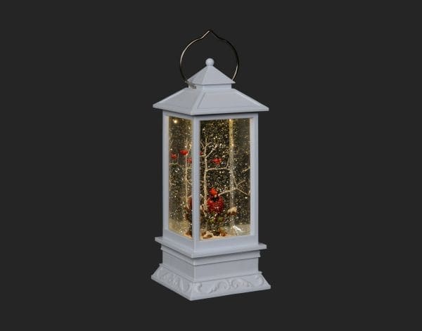 11" LED Swirling Water Lantern With 3 Cardinals