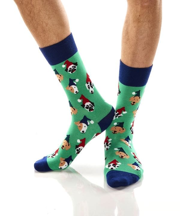 "Pooches in PJs" Men's Novelty Crew Socks by Yo Sox