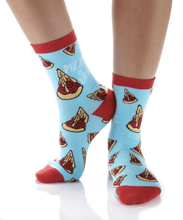 "Pizza Is Life" Women's Novelty Crew Socks by Yo Sox