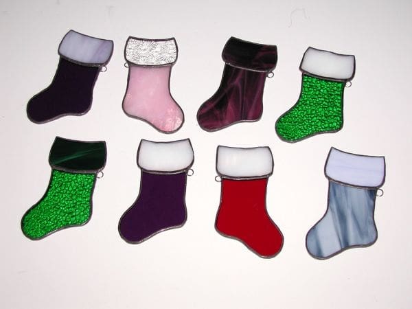 "Christmas Stockings" Handmade Stained Glass Ornament