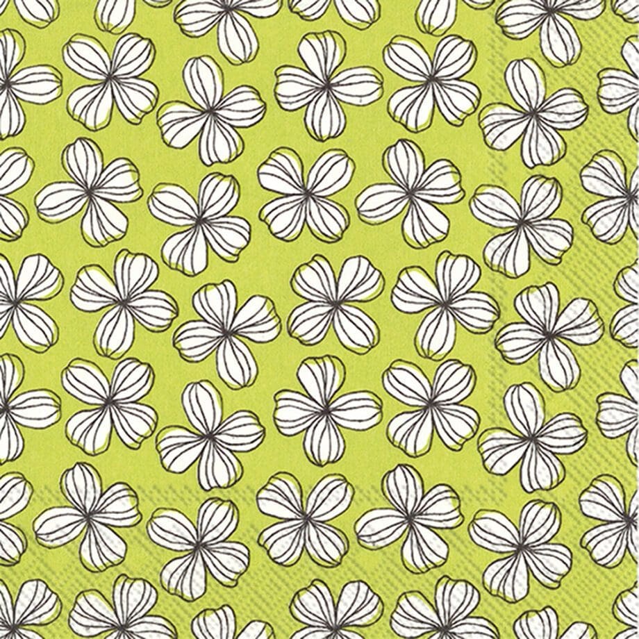 "Lime Green Graphic Flower" Luncheon Napkins