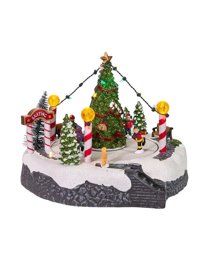 7" Musical LED Lighted Ice Rink with Trees Table Decor