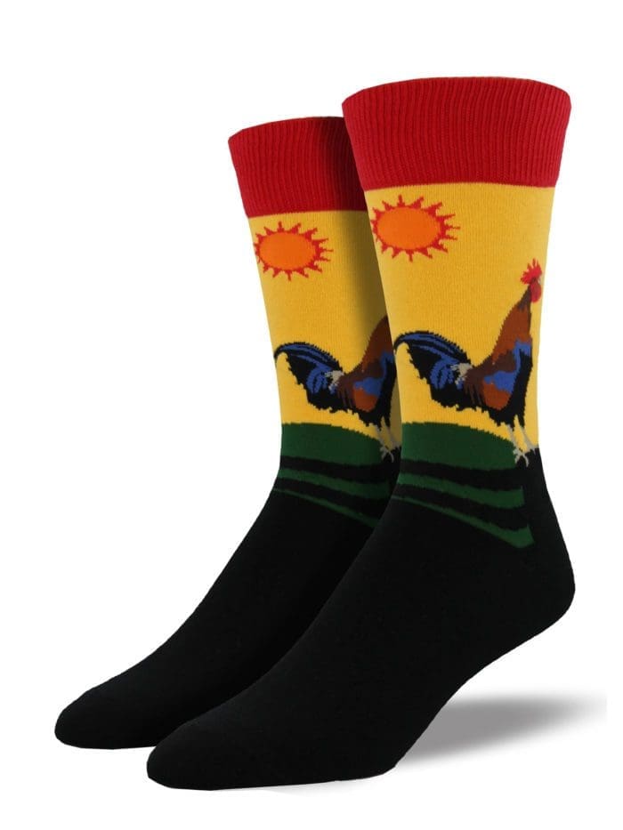 "Early Riser" Rooster Men's Novelty Crew Socks