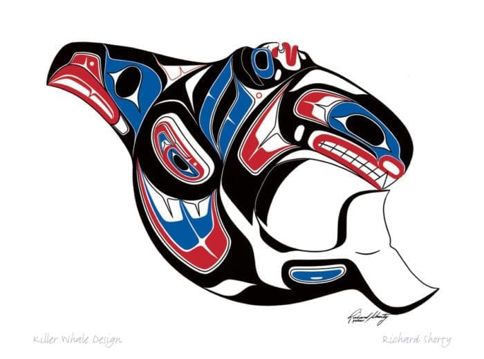 "Killer Whale Design" 14.25" x 12" Framed Art Print by Artist Richard Shorty