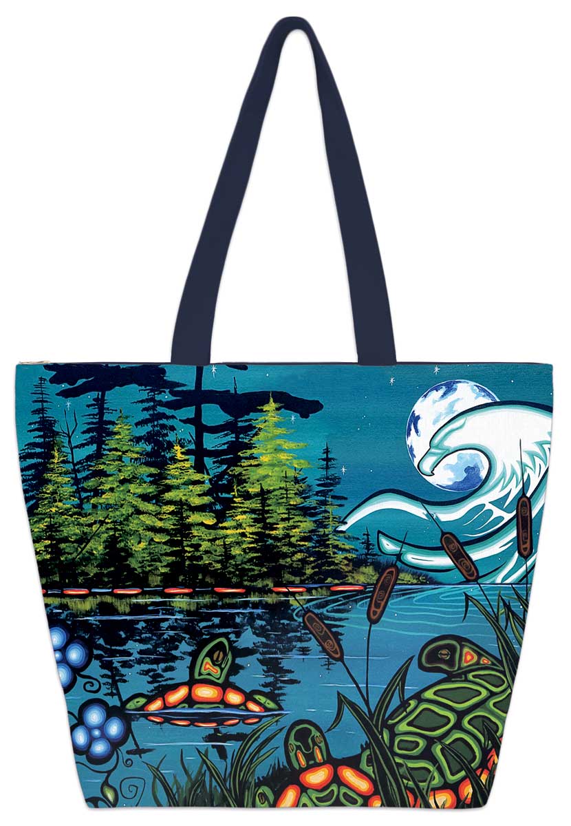 Tranquility Art Tote Bag by Indigenous Artist William Monague