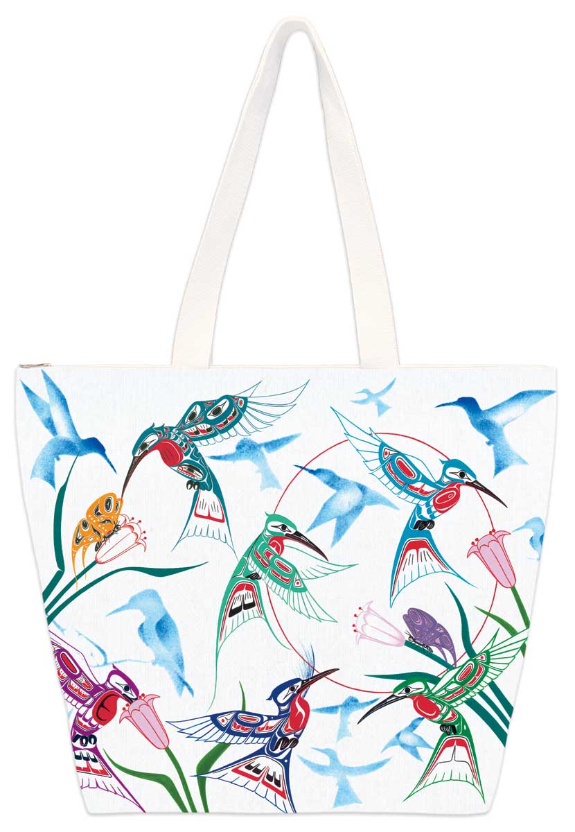 Garden of Hummingbirds Art Tote Bag by Indigenous Artist Richard Shorty