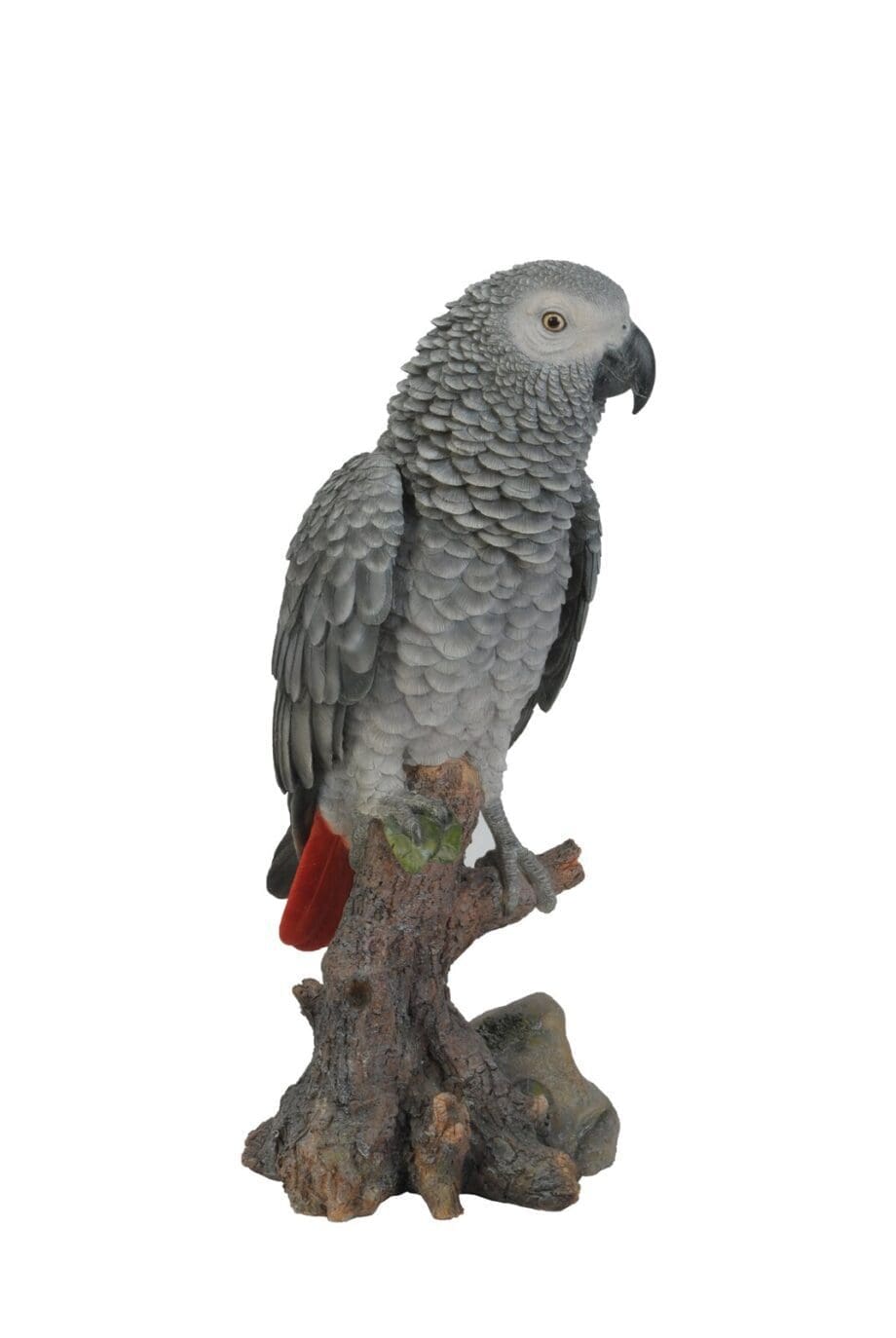 15" African Grey Parrot on a Stump