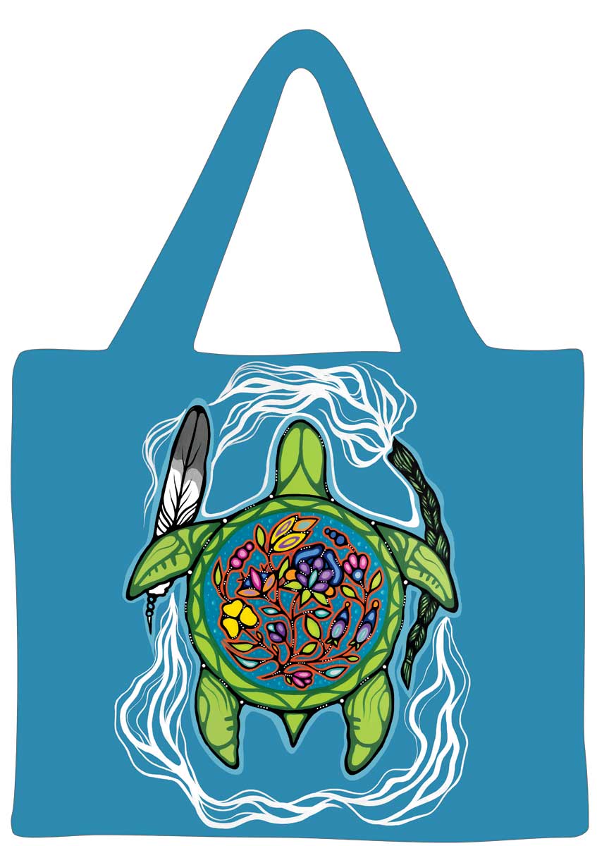 "Prayers For Turtle Island" 18" x 15" Reusable Art Shopping Bag by Artist Jackie Traverse