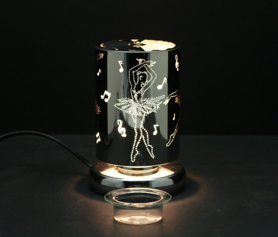 7.5" Silver Dancer Carousel Touch Sensor Light with Scented Wax Glass Holder