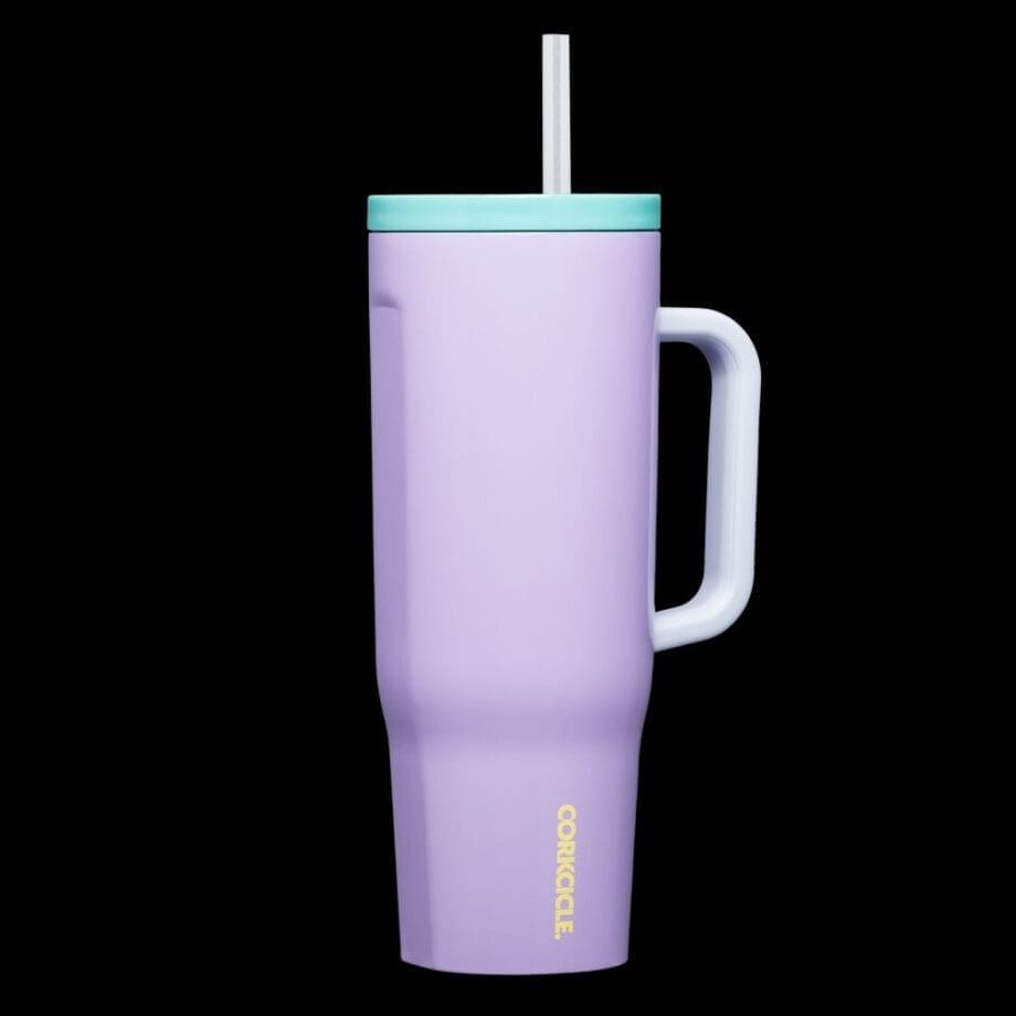 Corkcicle 40oz Cruiser Purple Dolphin Tumbler with Handle and Straw