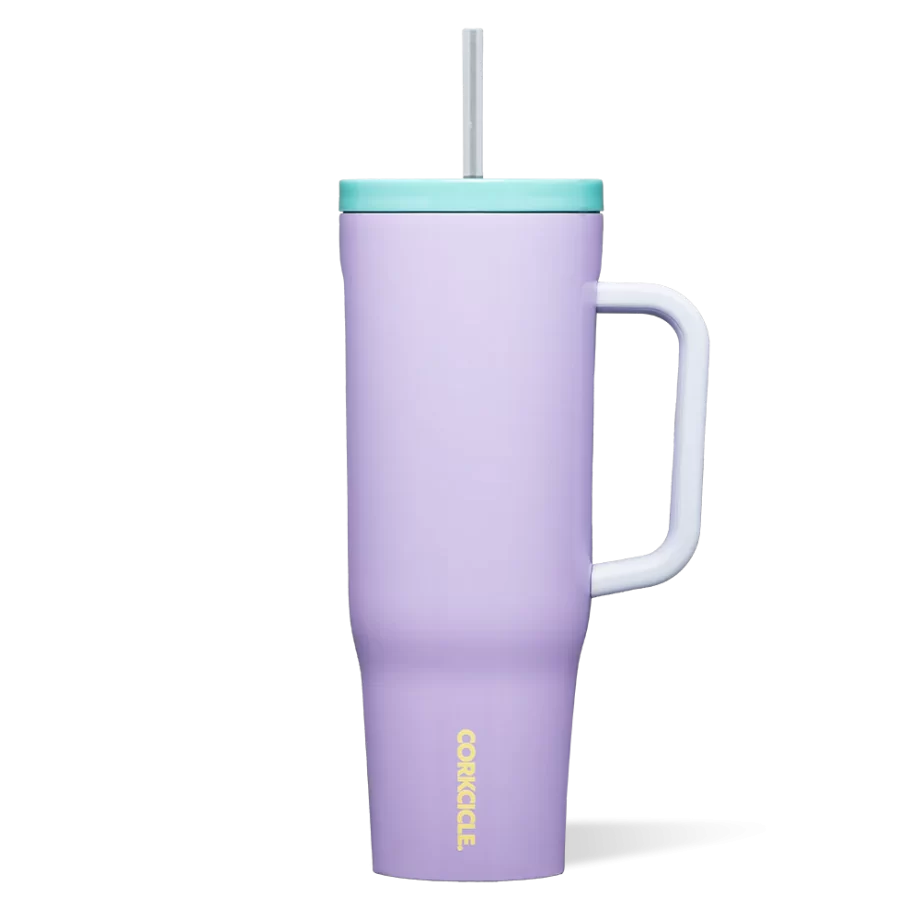 Corkcicle 40oz Cruiser Purple Dolphin Tumbler with Handle and Straw