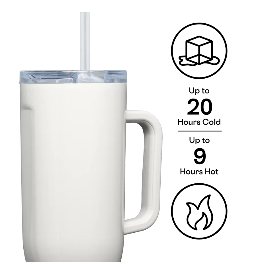 Corkcicle 40oz Cruiser Oat Milk Tumbler with Handle and Straw