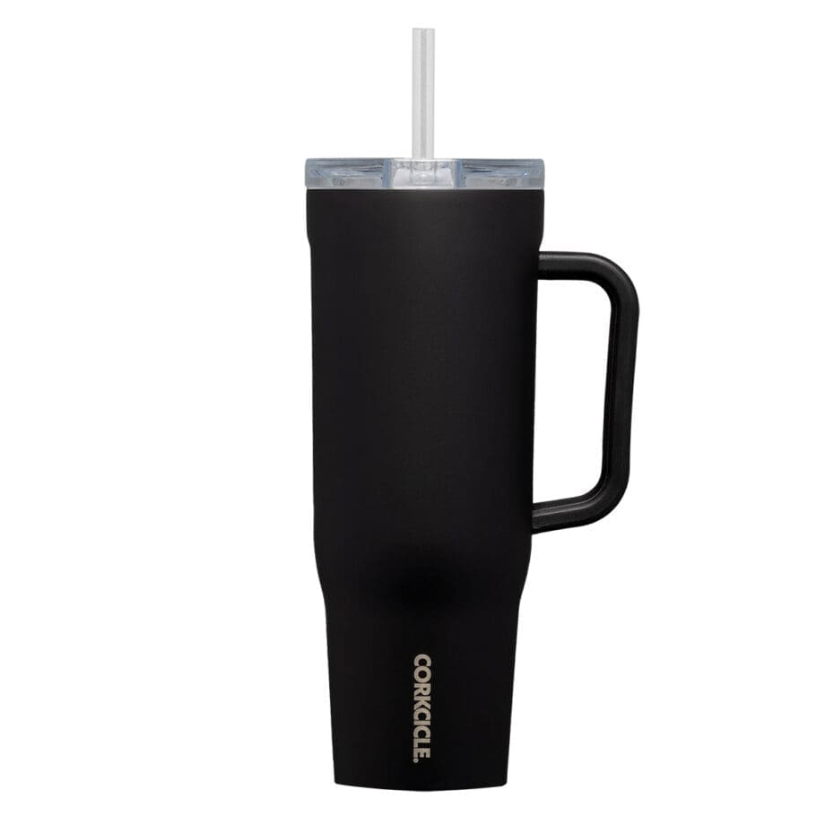 Corkcicle 40oz Cruiser Matte Black Tumbler with Handle and Straw