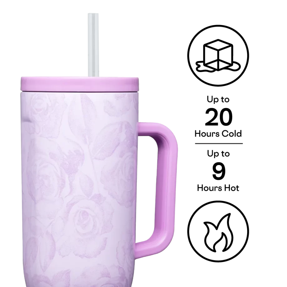 Corkcicle 40oz Cruiser Forget Me Not Tumbler with Handle and Straw