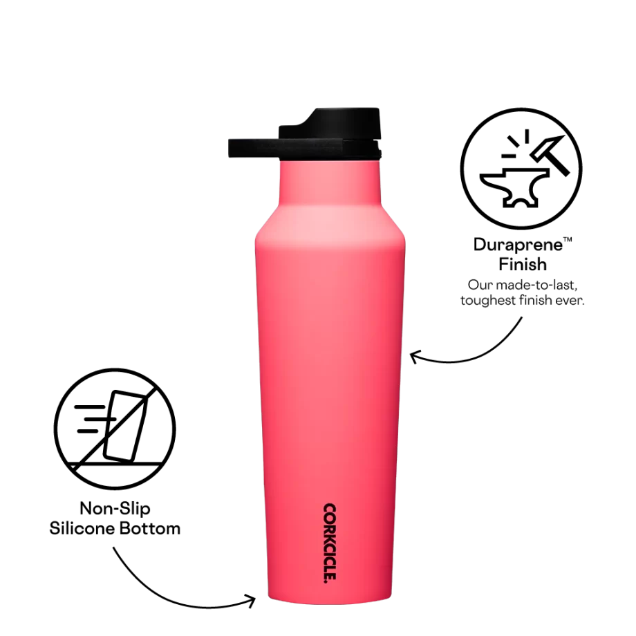 Corkcicle 20 oz Sport Canteen Paradise Punch Water Bottle with quick sip lid