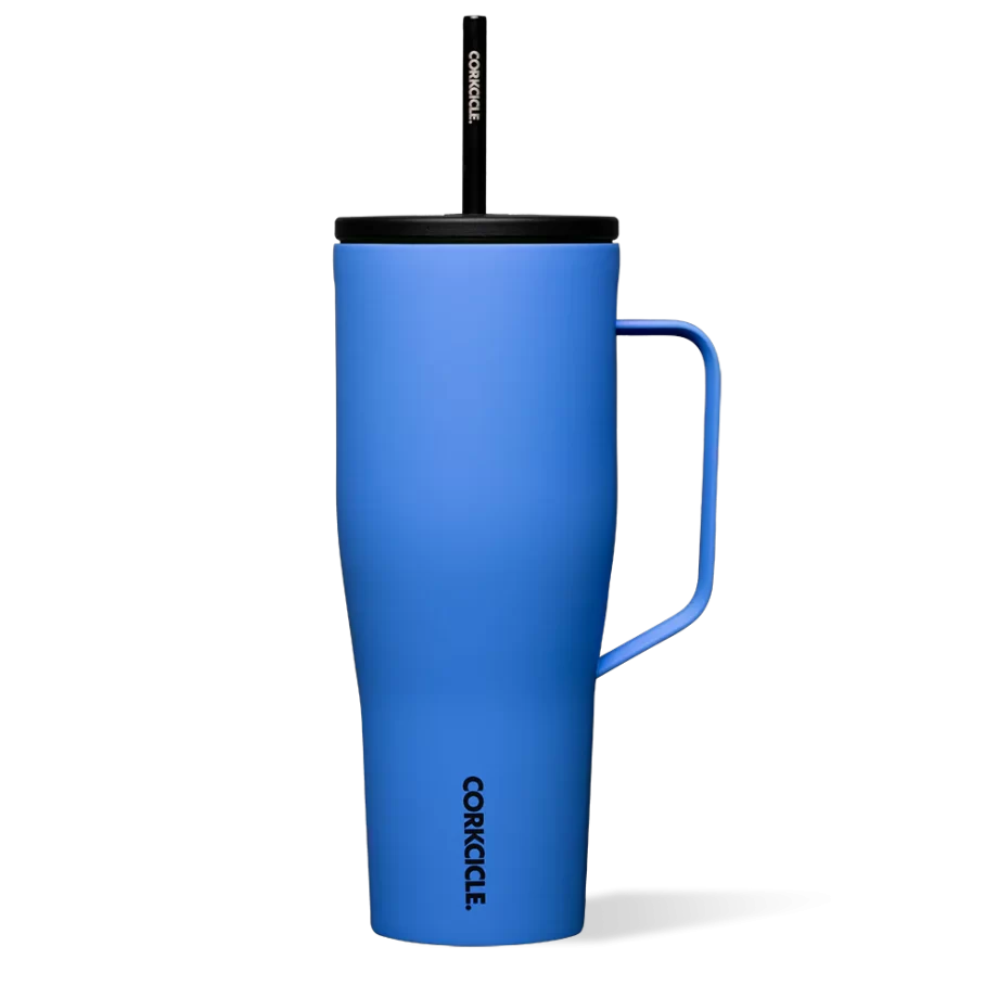 Corkcicle 30 oz Cold Cup XL Pacific Blue Tumbler with Handle and Straw