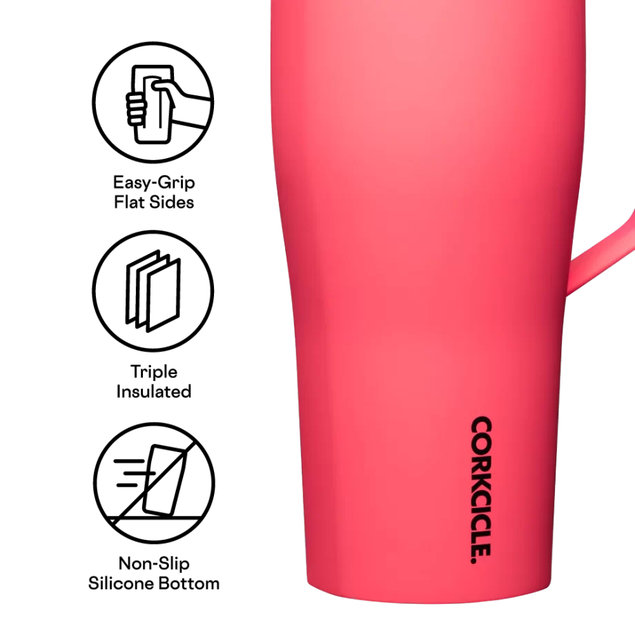 Corkcicle 30 oz Cold Cup XL Paradise Punch Tumbler with Handle and Straw