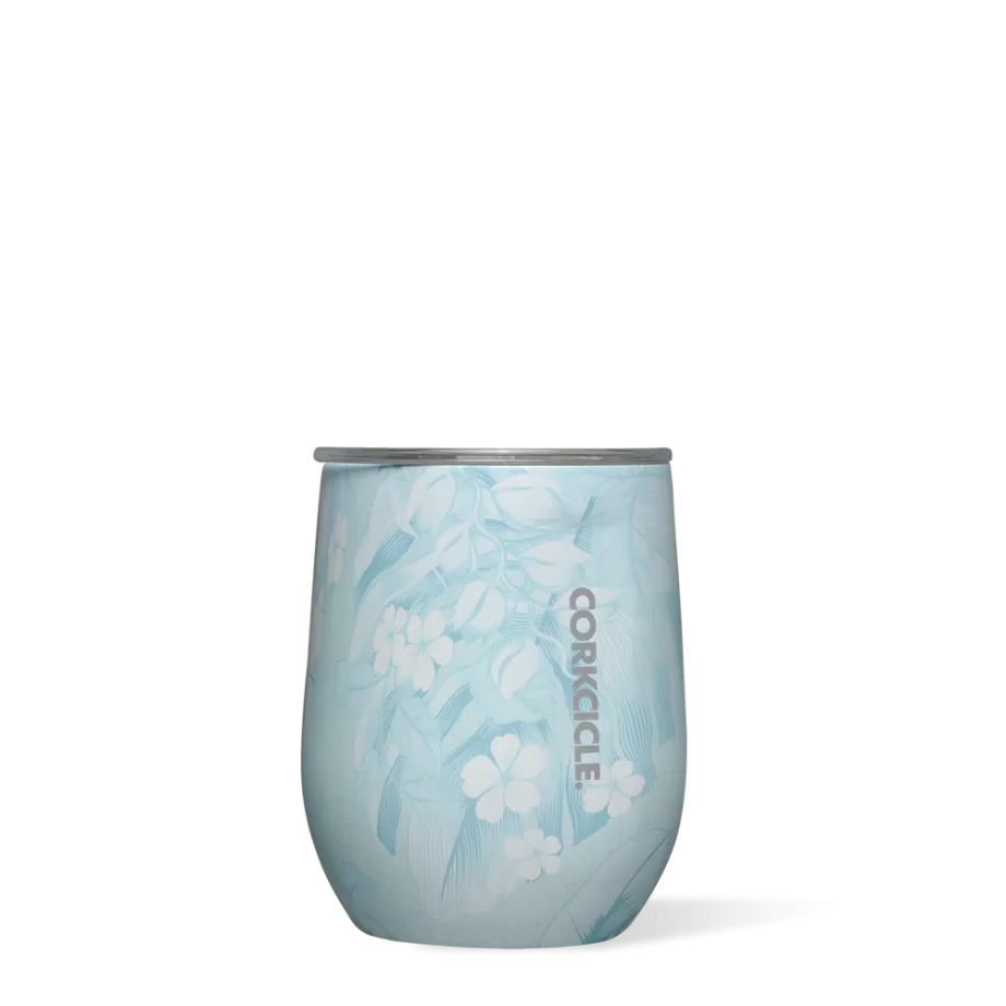 Corkcicle 12 oz Blue Luau Stemless Wine Tumbler with Lid