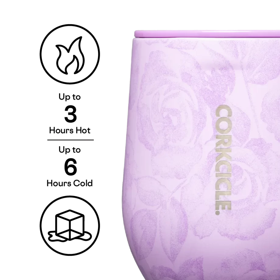 Corkcicle 12 oz Stemless Wine Tumbler Forget Me Not Pink